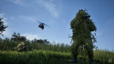 WARDOGS ghillie squad preparing near a helicopter