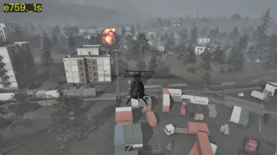 WARDOGS aerial view of a burning village during a large-scale battle
