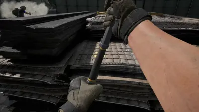 WARDOGS player constructing fortifications on a rooftop