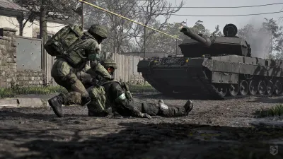 WARDOGS soldiers and a tank in a destructible town