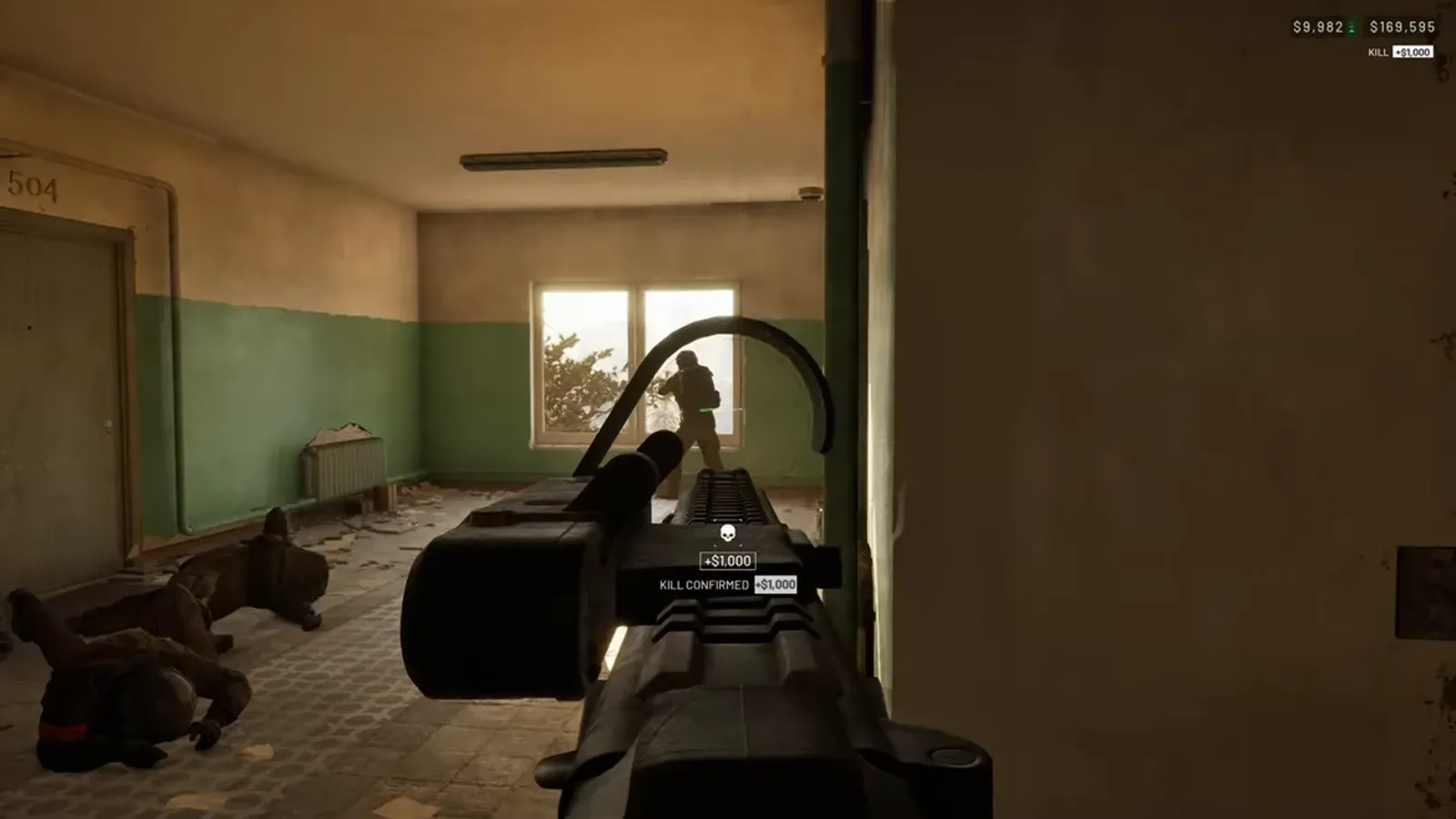 A WARDOGS player firing out of a window